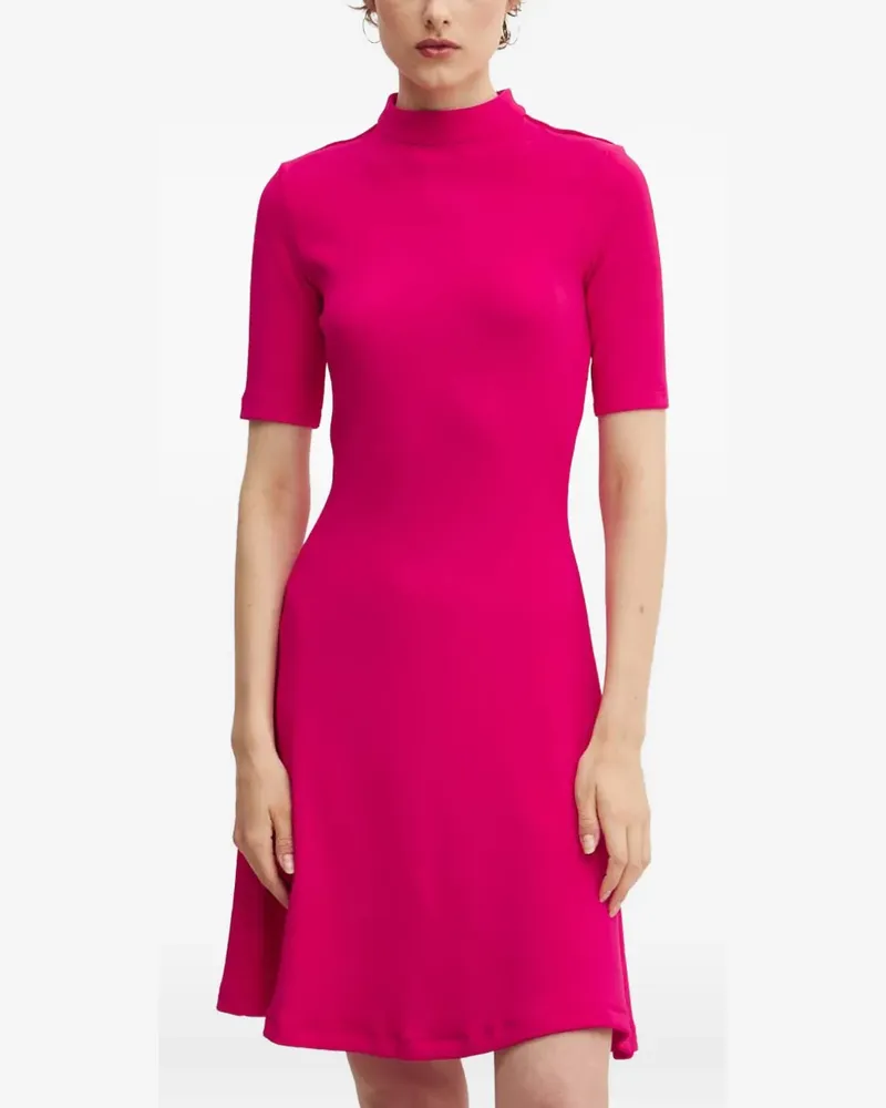 HUGO BOSS Kurzärmeliges Minikleid mit Stehkragen - Rosa Rosa