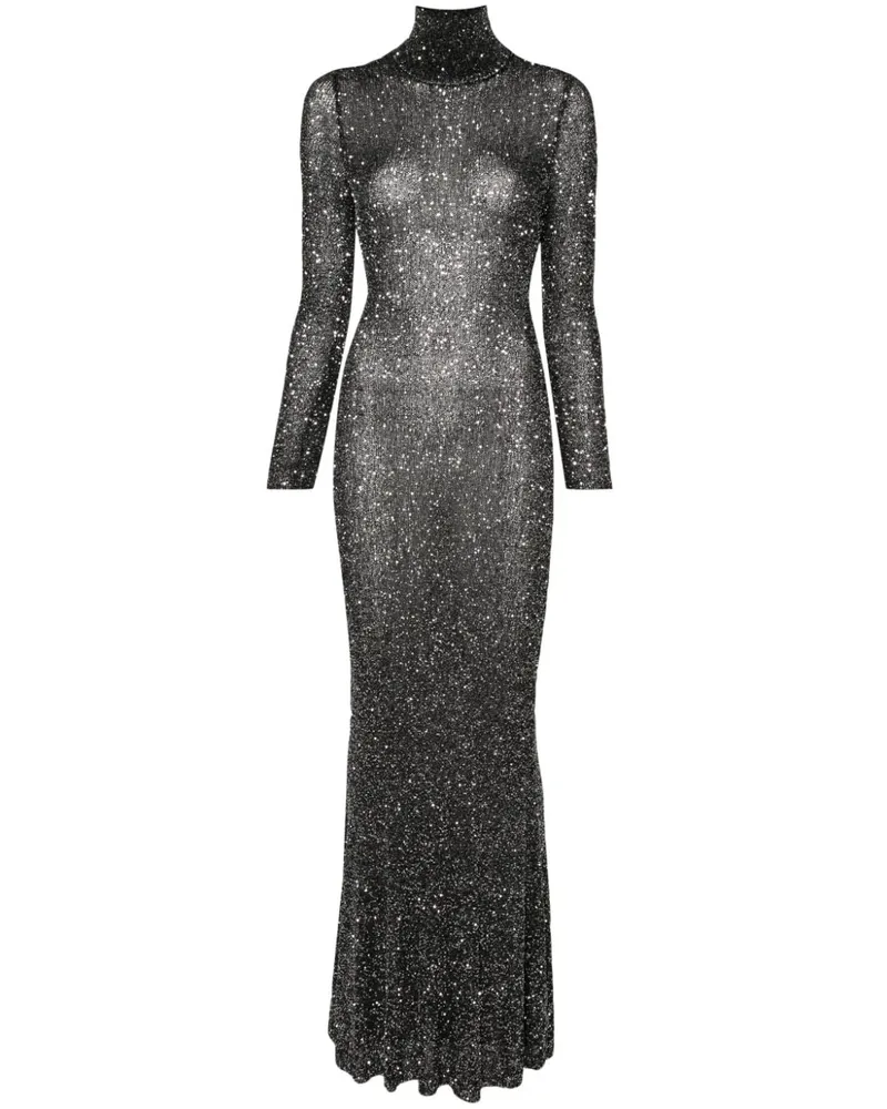 Balenciaga Maxikleid mit Stehkragen - Schwarz Schwarz