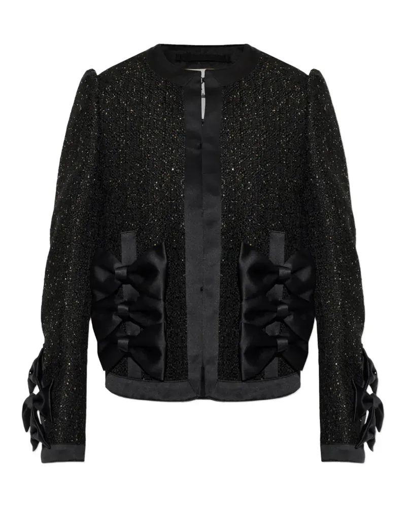 Noir Kei Ninomiya bow-embellished shimmering jacket - Schwarz Schwarz