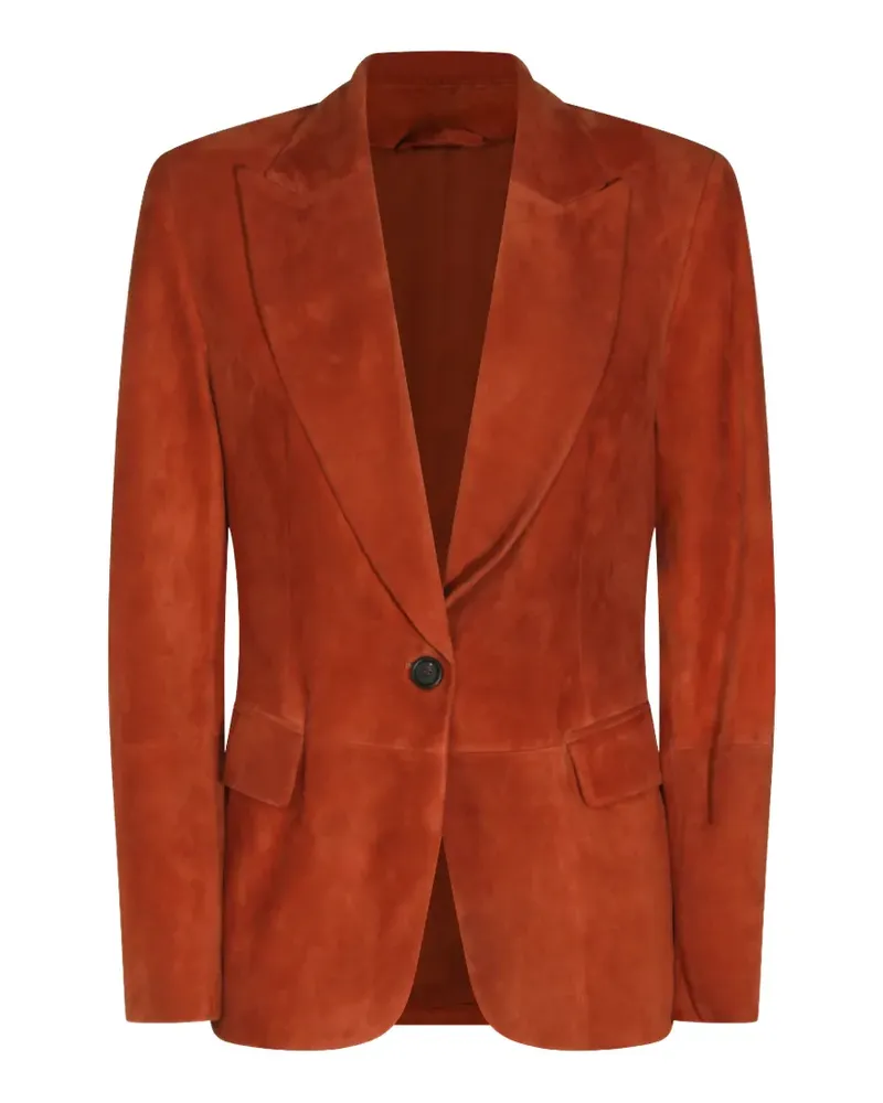 Brunello Cucinelli monili-chain suede blazer - Rot Rot