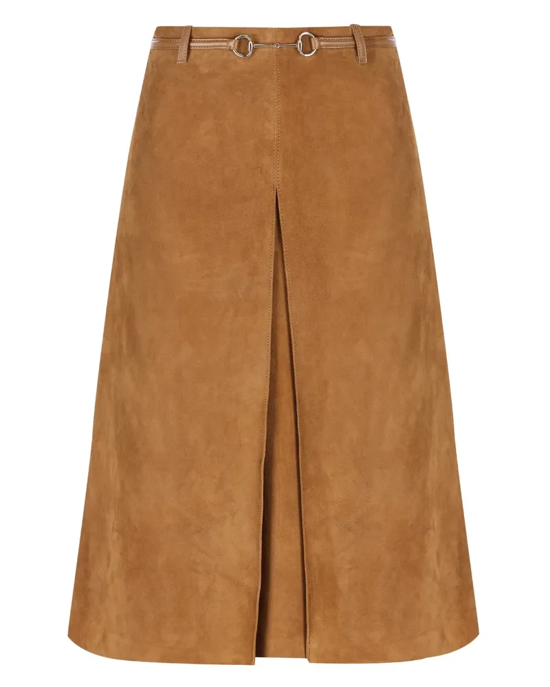Gucci suede belt midi skirt - Braun Braun