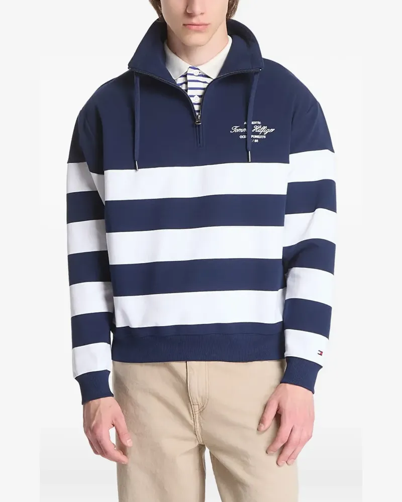 Tommy Hilfiger striped quarter-zip sweater - Blau Blau