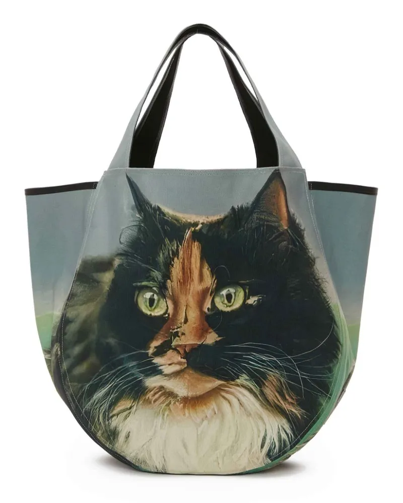 J.W.Anderson Shopper mit Maxi Cat-Print Grün