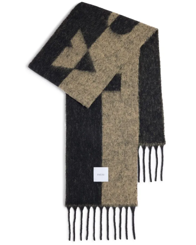 Patou Intarsien-Schal mit Logo - Schwarz Schwarz
