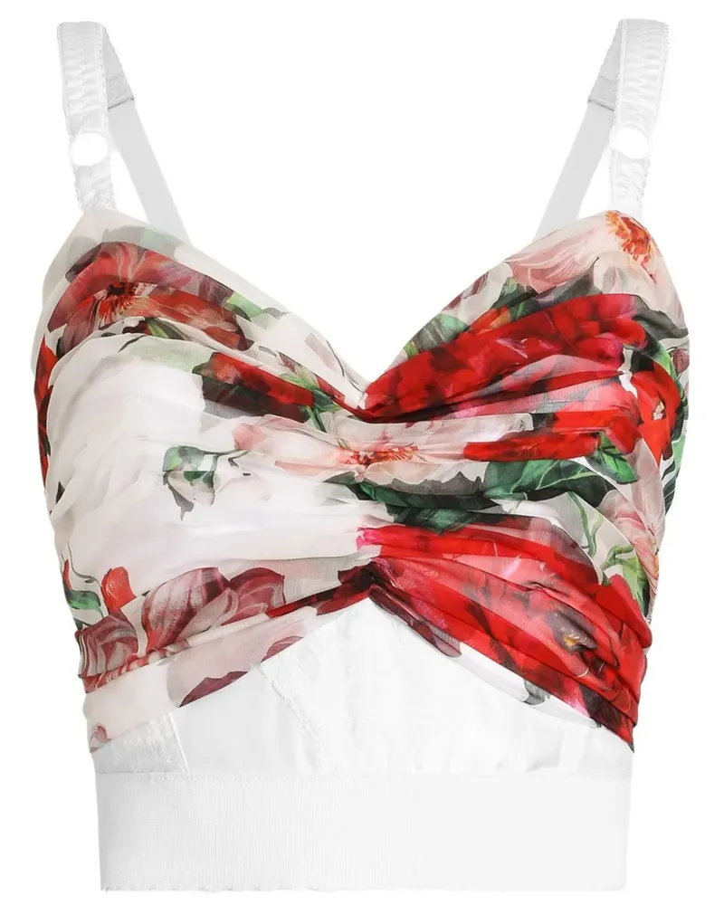 Dolce & Gabbana Top mit Blumen-Print - Weiß Weiß