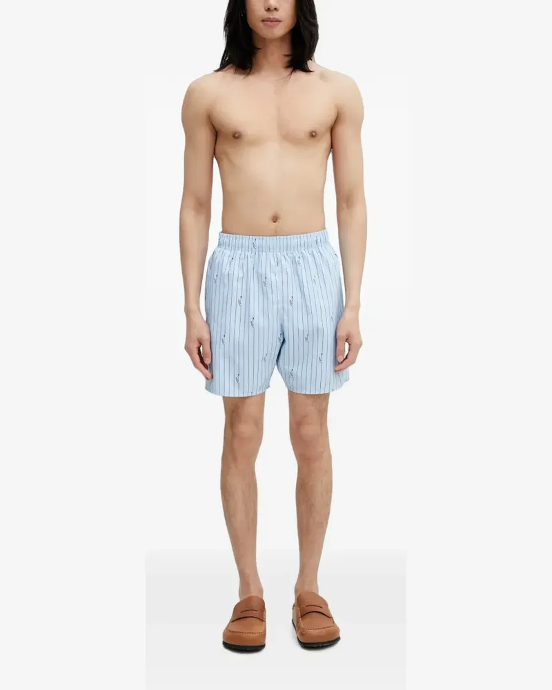 Lacoste striped logo-patch swim shorts - Blau Blau