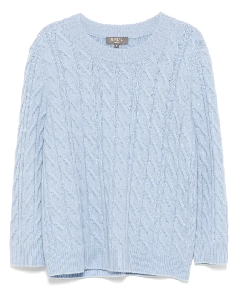 N.Peal Emilia Cable Pullover mit rundem Ausschnitt - Blau Blau