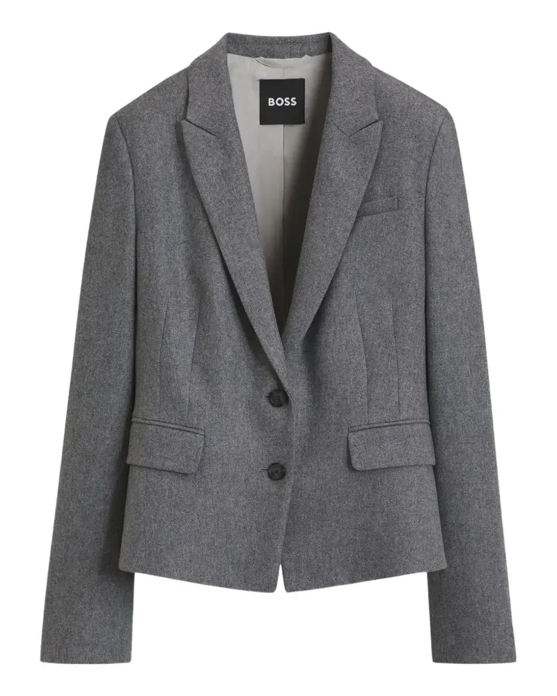 HUGO BOSS Schmaler Blazer aus meliertem Flanell - Grau Grau