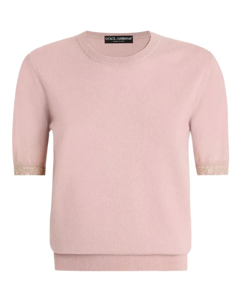 Dolce & Gabbana Oberteil aus Kaschmir mit Spitzenbesatz - Rosa Rosa