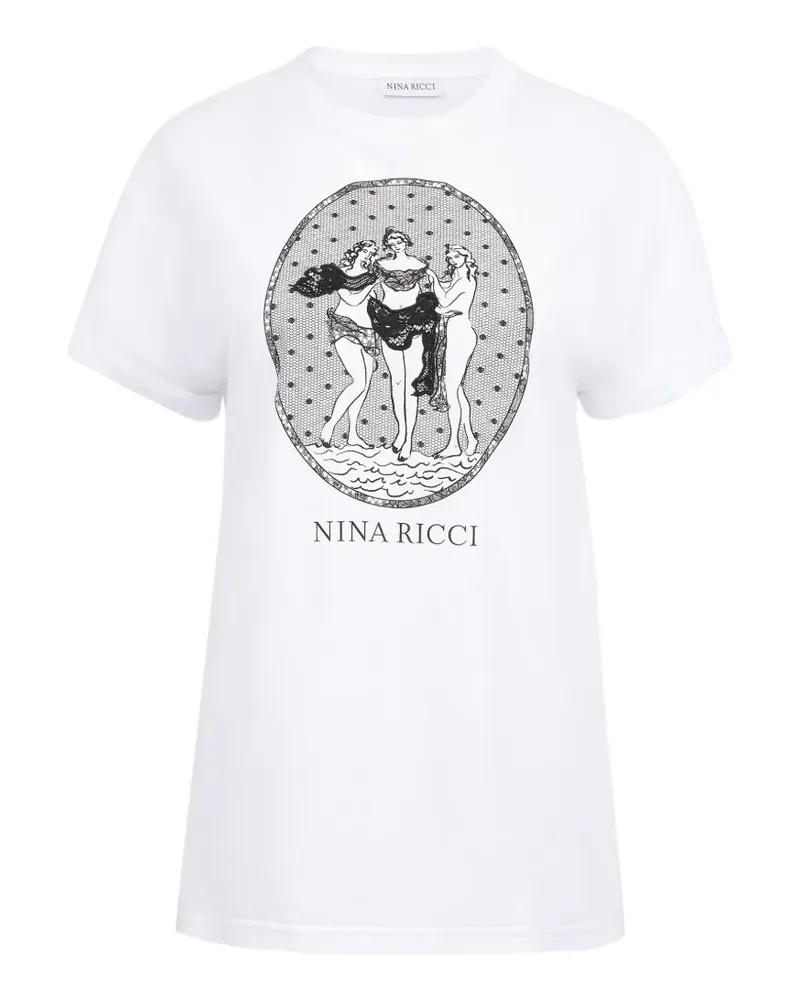 Nina Ricci Three Graces T-Shirt mit grafischem Print - Weiß Weiß