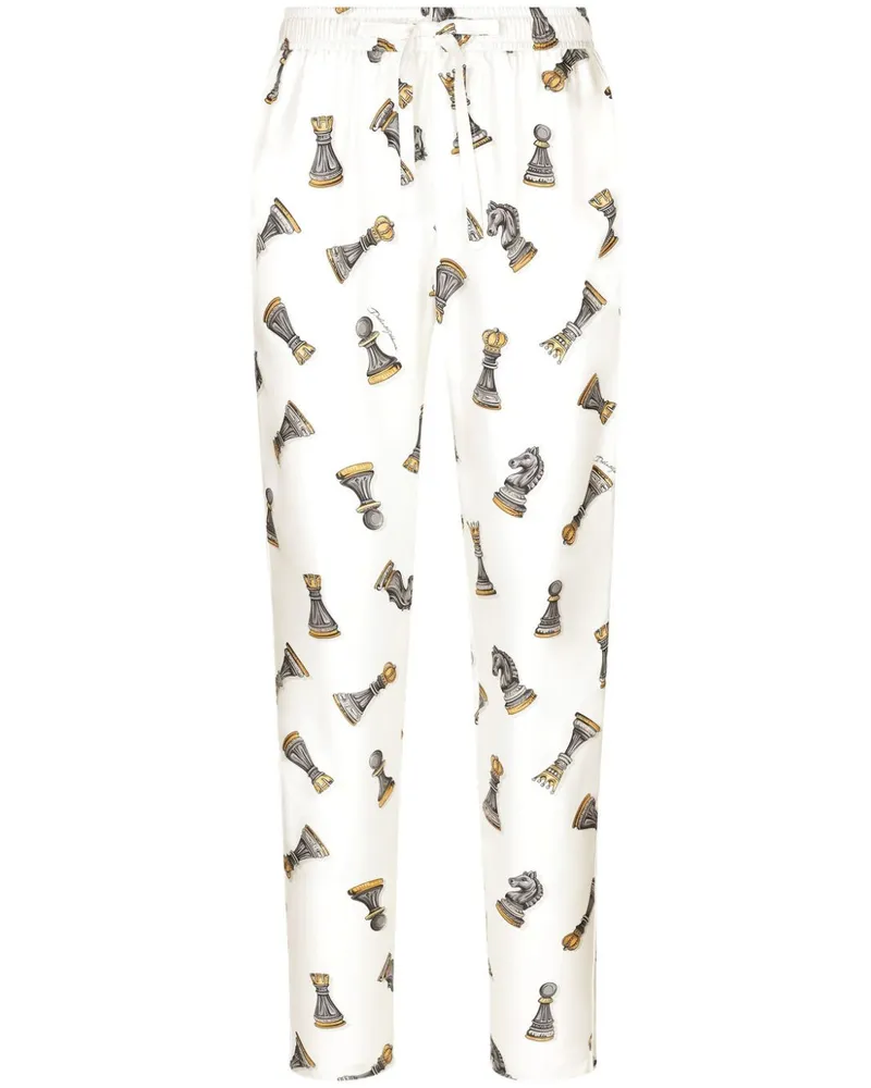 Dolce & Gabbana Lounge-Hose mit Schach-Print - Weiß Weiß