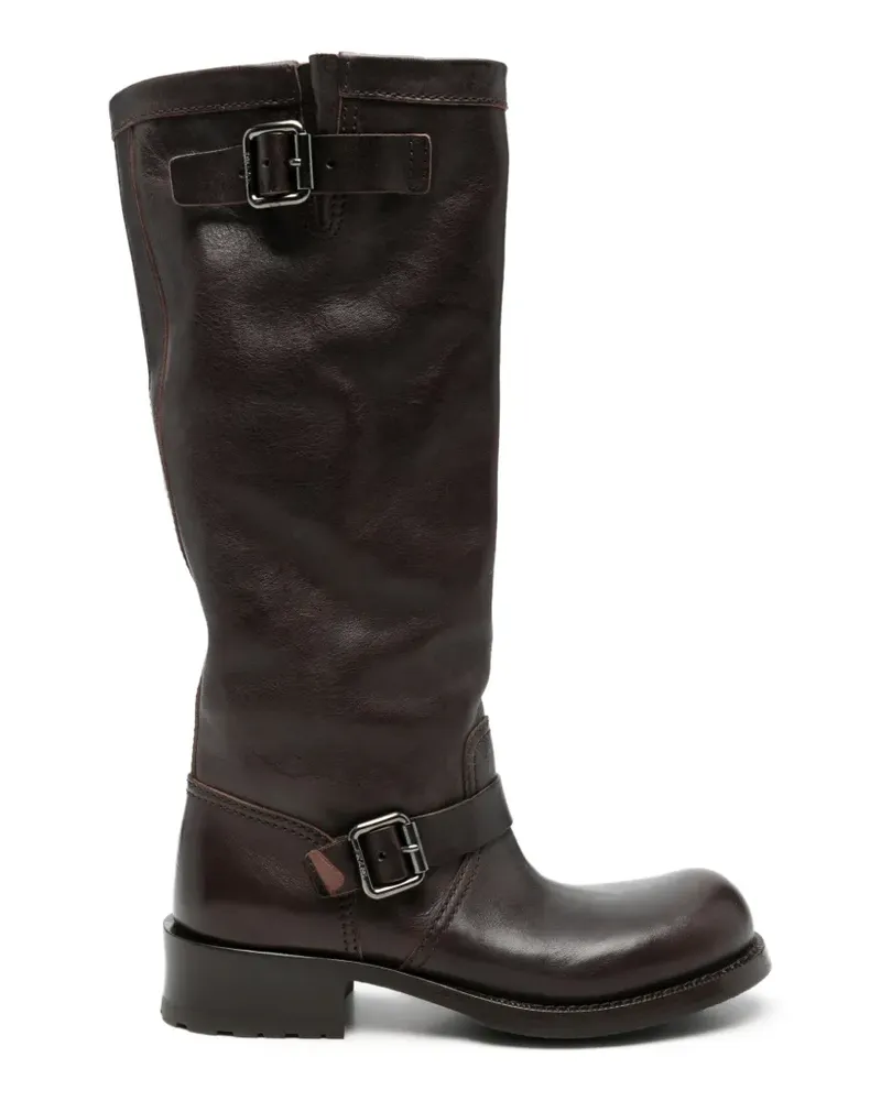 Prada buckle-detail leather boots - Braun Braun