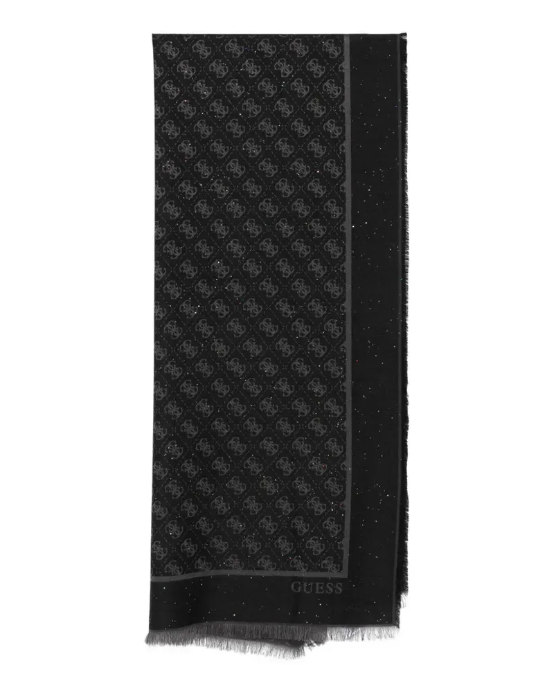 Guess logo-monogram glitter-effect scarf - Schwarz Schwarz
