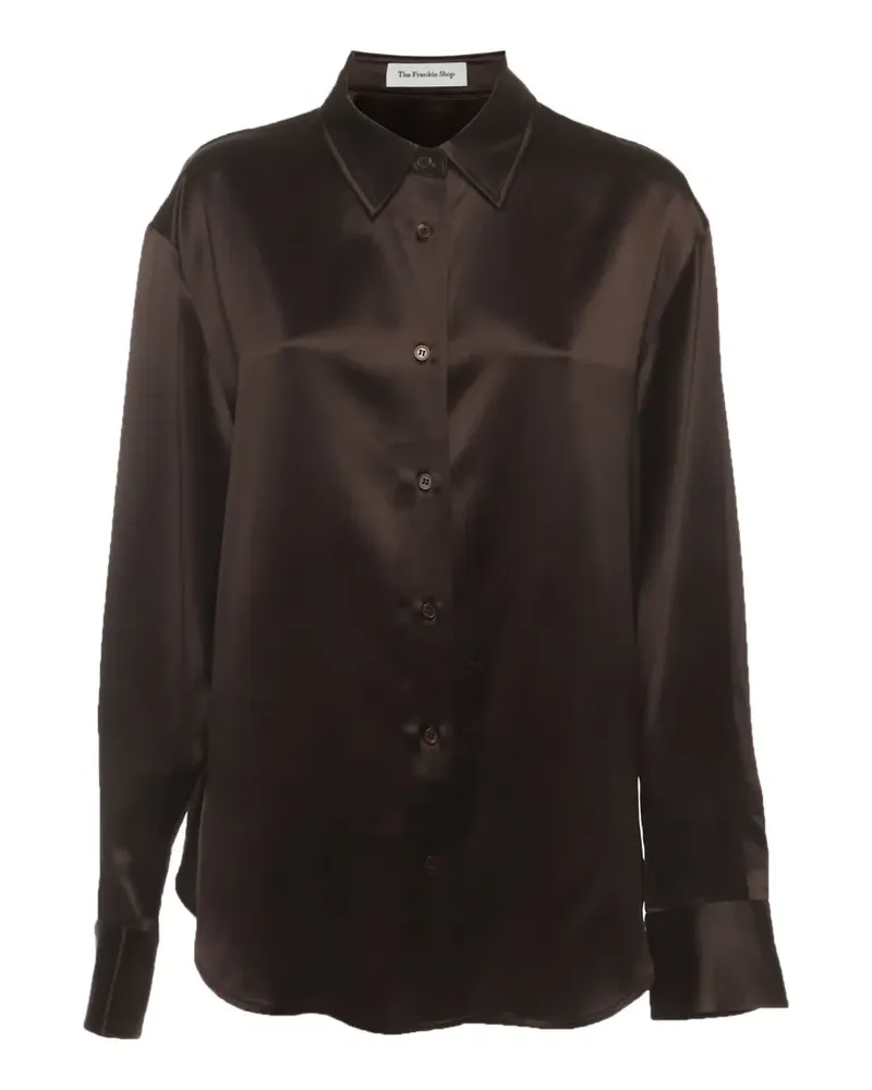 FRANKIE Shop satin-finish long-sleeve shirt - Braun Braun