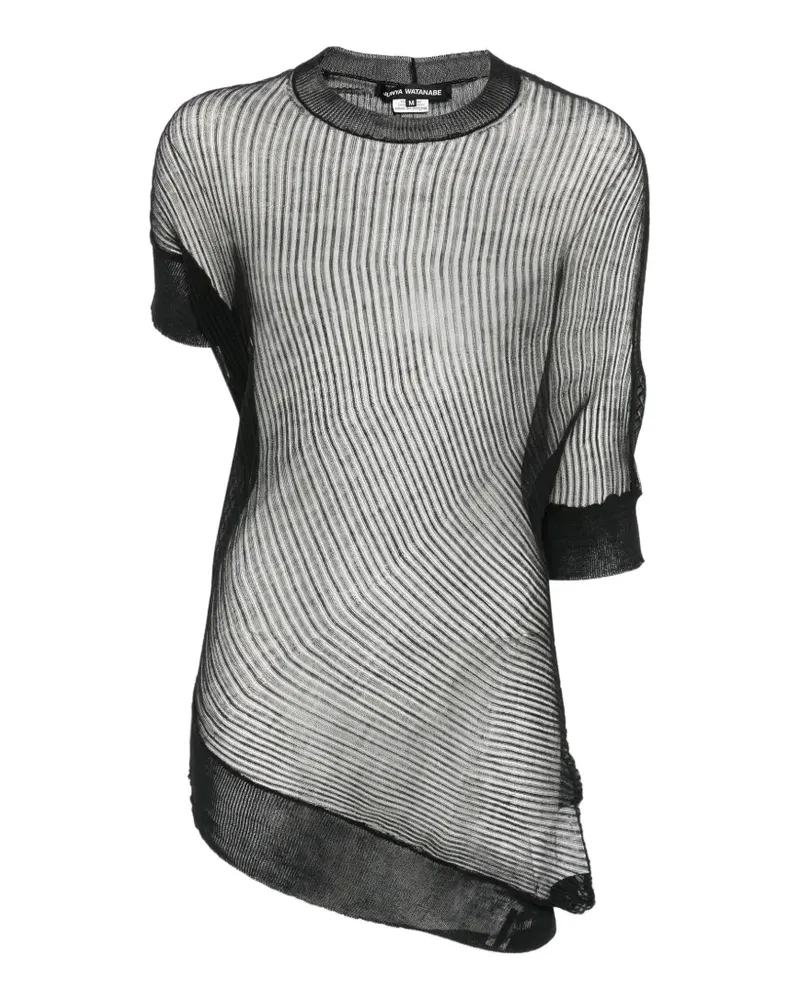 Junya Watanabe asymmetric mesh T-shirt - Schwarz Schwarz
