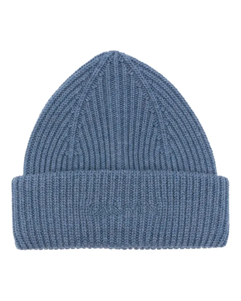 Lanvin ribbed-logo beanie hat - Blau Blau