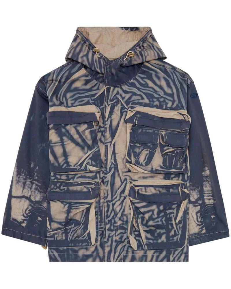 Diesel J-Cadmus Cargojacke mit Knitteroptik - Blau Blau