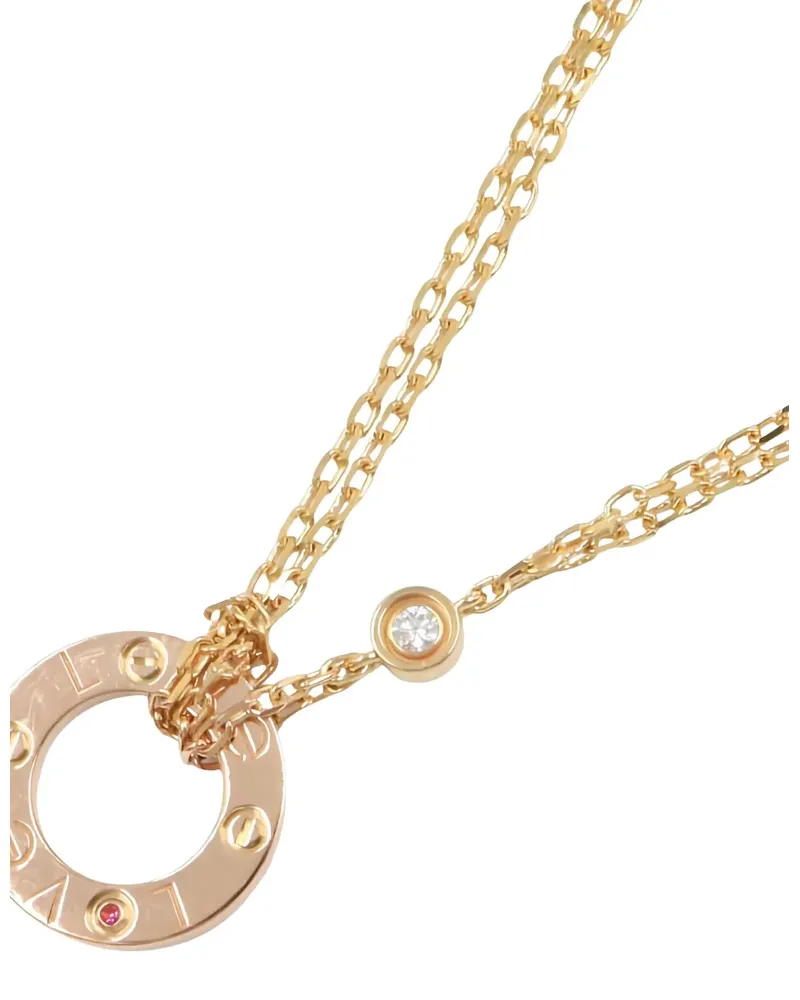 Cartier 18kt Love Circle Rotgoldhalskette mit Diamant und Saphir Gold