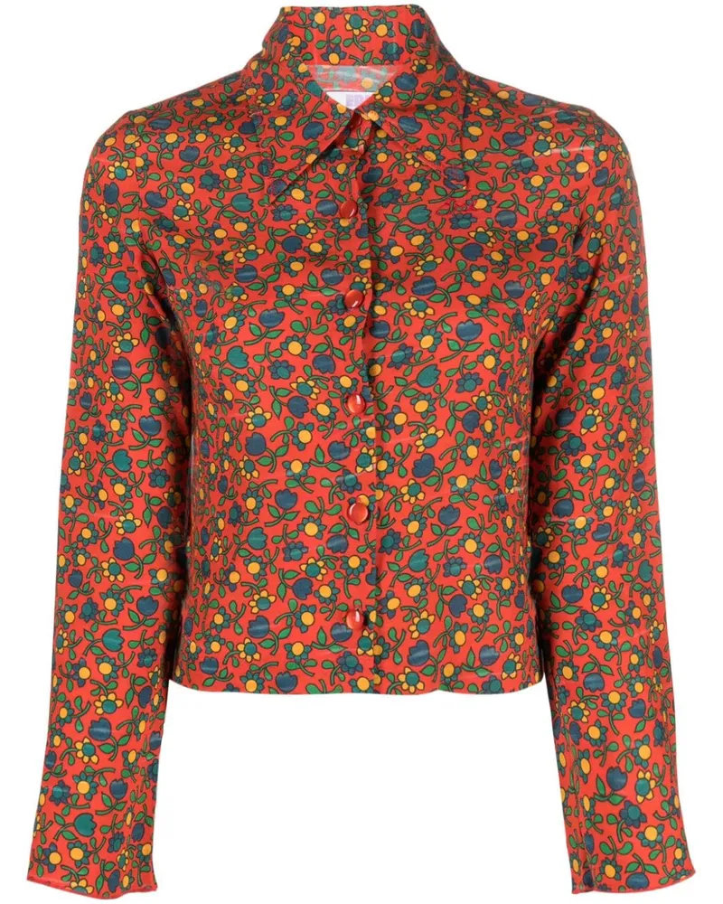 ERL Folksy Flower Langarmshirt - Orange Orange