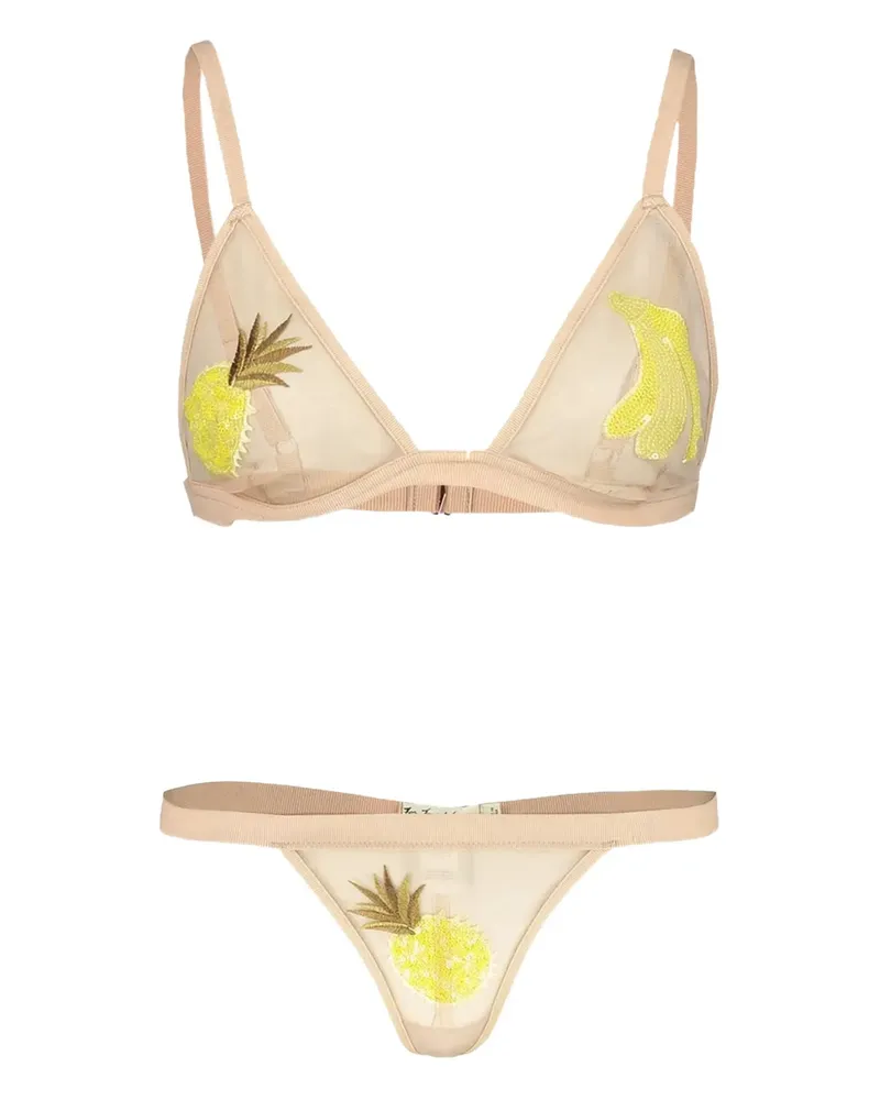 For Love and Lemons Triangel-BH mit Pailletten - Nude Nude
