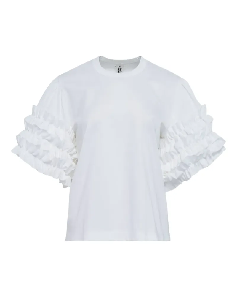 Noir Kei Ninomiya Gerüschtes Ponte T-Shirt - Weiß Weiß