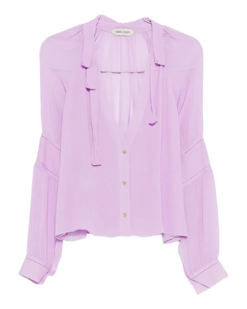 Alberta Ferretti tie-neck long-sleeve shirt - Violett Violett