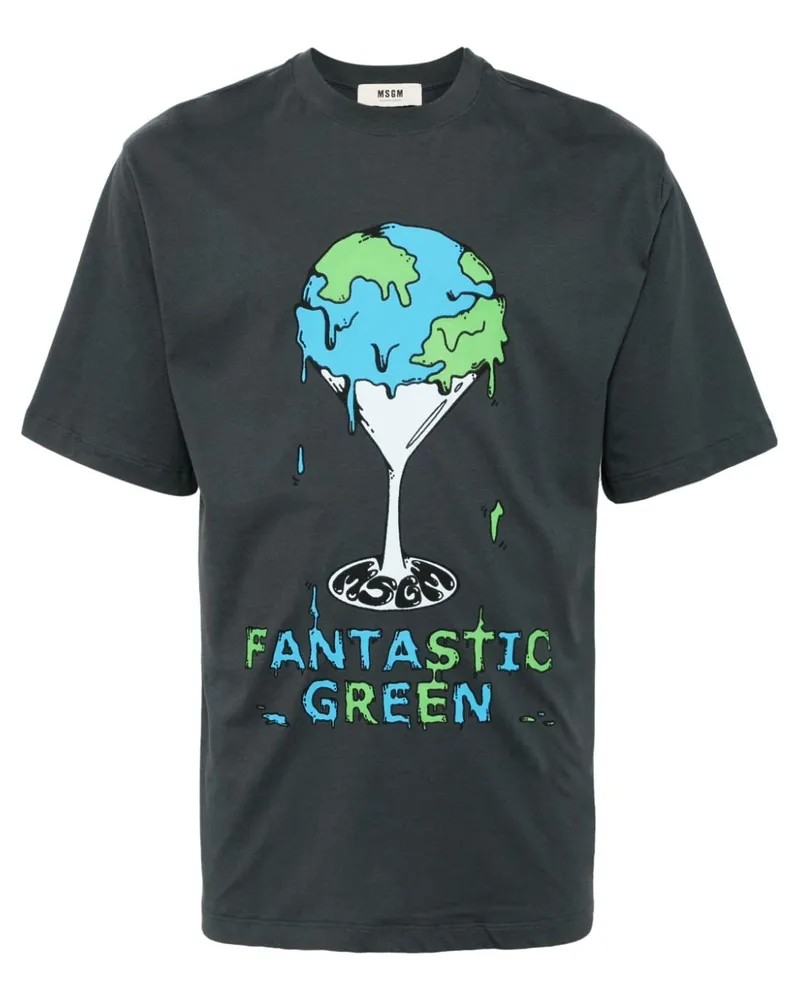 MSGM T-Shirt mit grafischem Print - Grau Grau