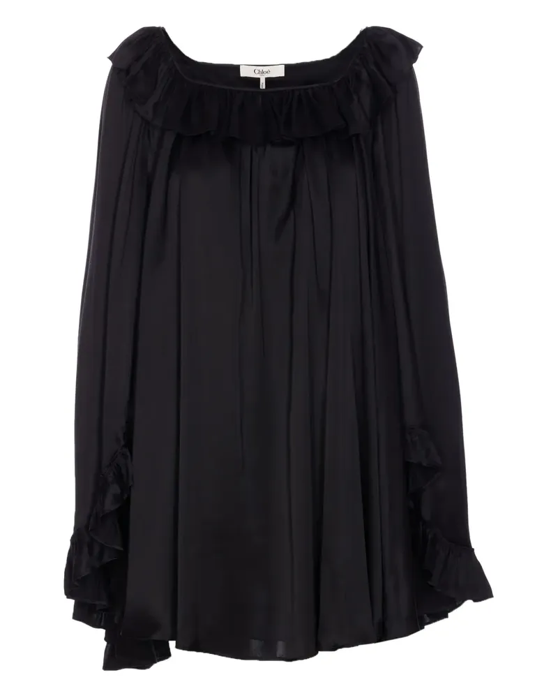 Chloé Langärmeliges Kleid mit Rüschen - Schwarz Schwarz