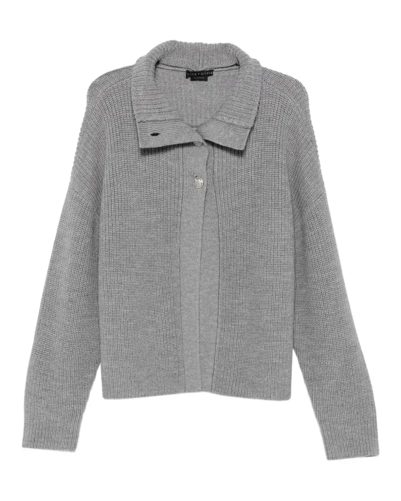 Alice + Olivia Pearson Cardigan mit drapiertem Ausschnitt aus Wolle - Grau Grau