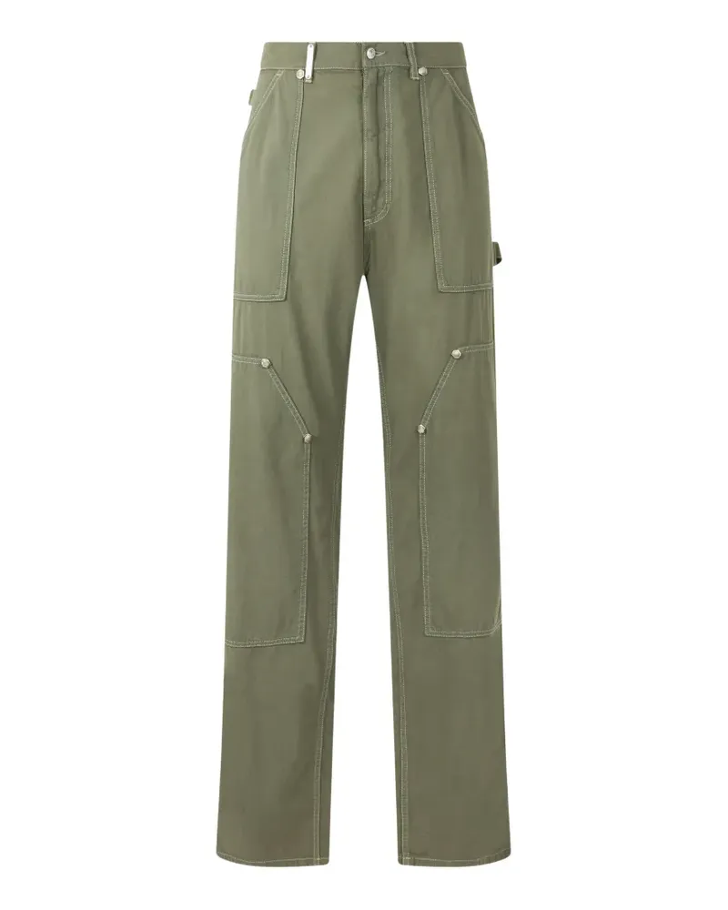 Moschino contrast-stitch straight-leg trousers - Grün Grün