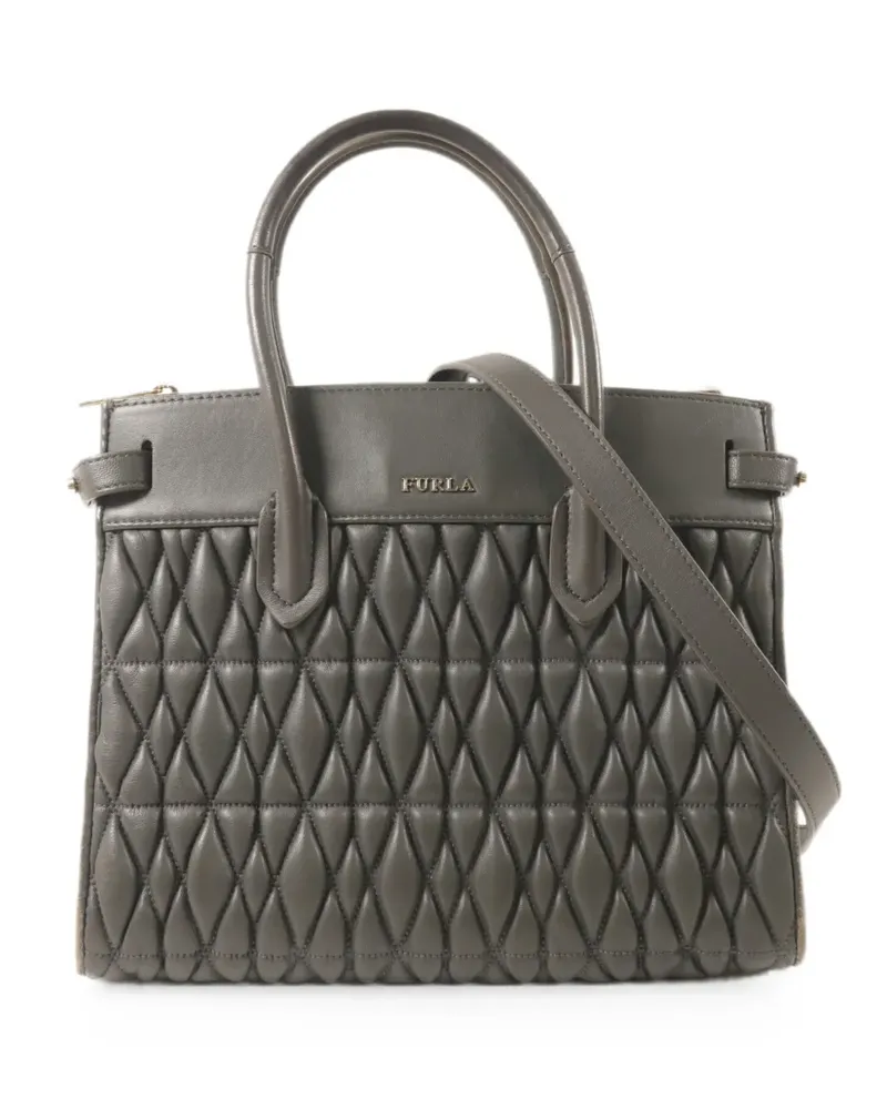 Furla quilted leather tote bag - Grau Grau