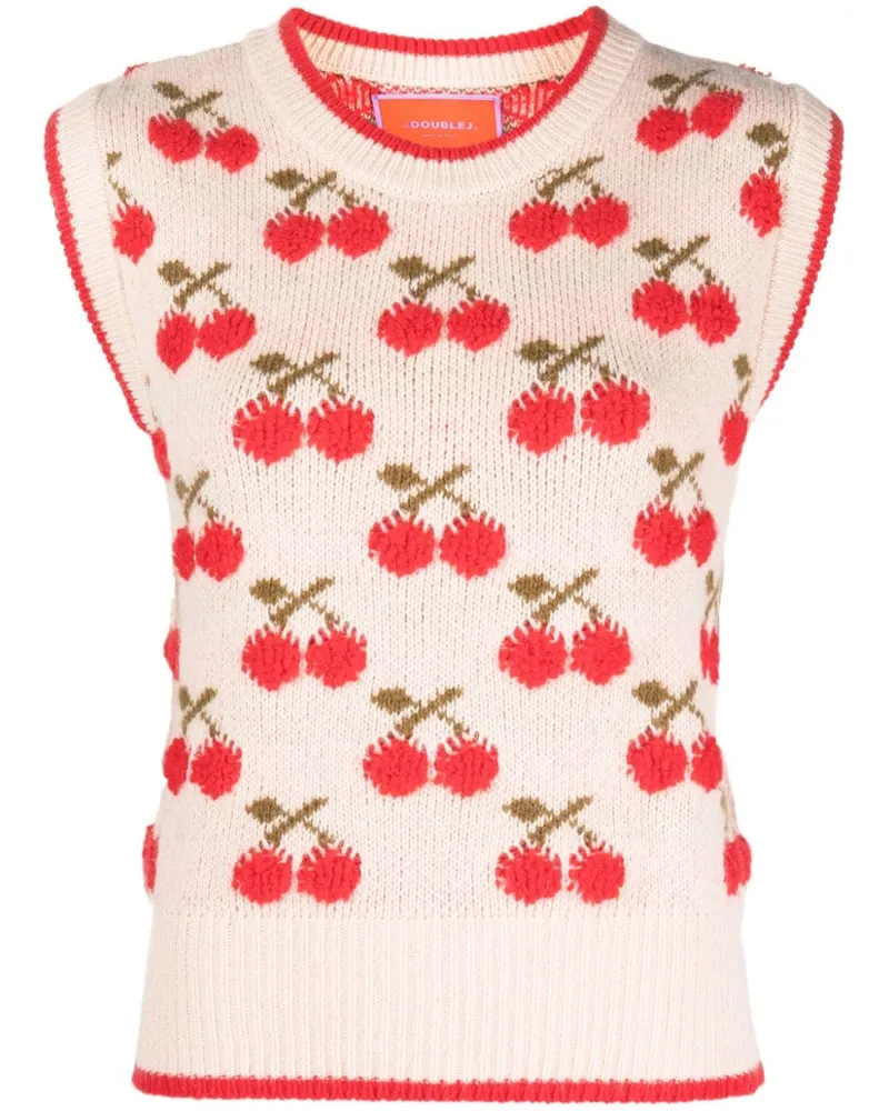 La DoubleJ Stricktop mit Intarsienmuster - Weiß Weiß