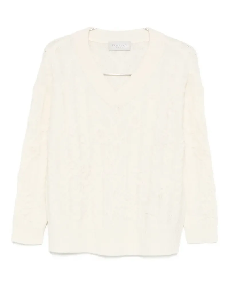 Ermanno Scervino v-neck floral-pattern sweater - Weiß Weiß