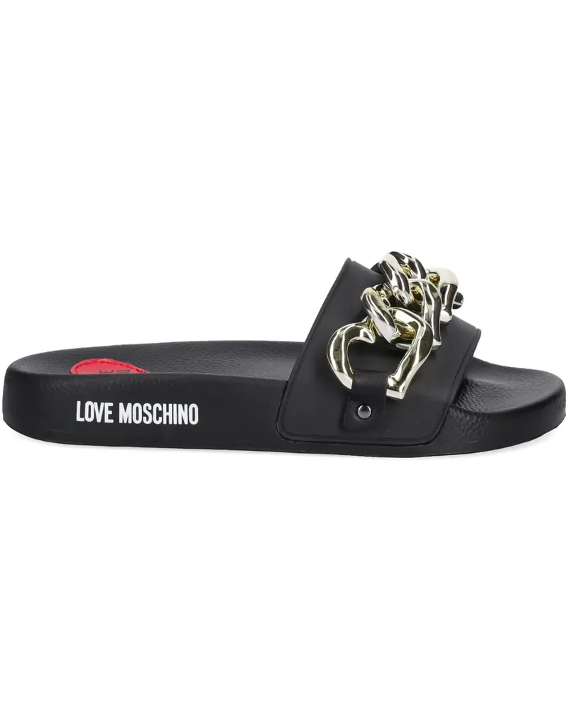 Moschino Pantoletten mit Kettendetail - Schwarz Schwarz