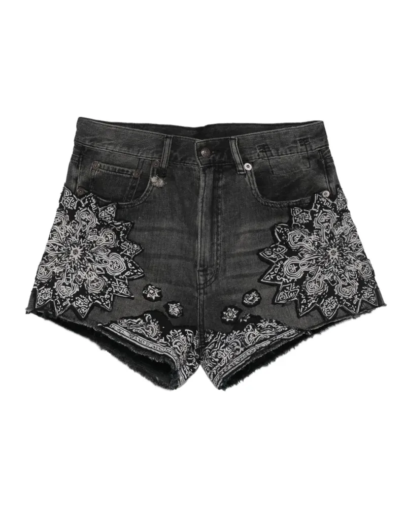 R13 X-BF appliquéd denim shorts - Grau Grau