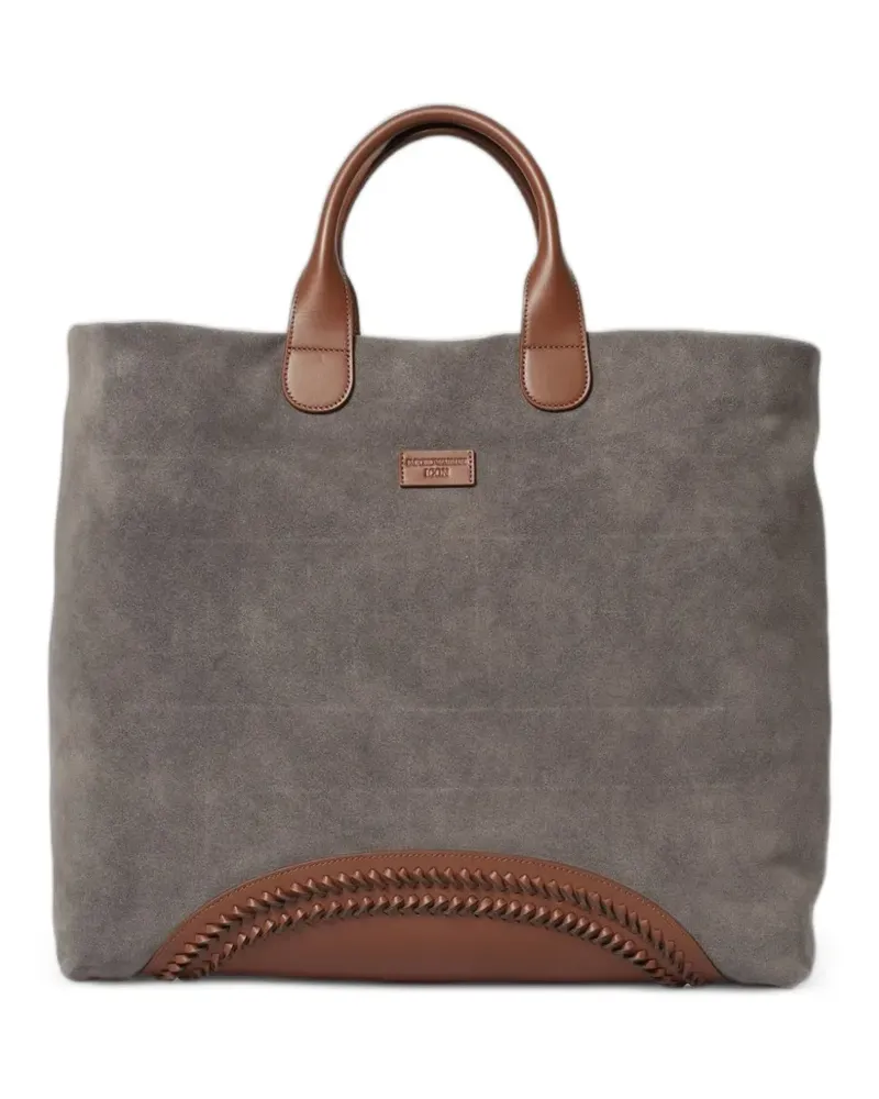 Emporio Armani Icon suede shoulder bag - Grau Grau