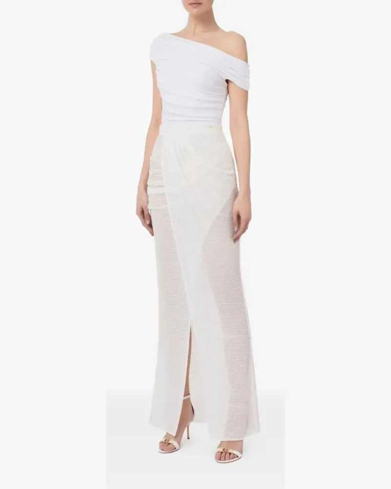 Elisabetta Franchi Maxikleid mit Schlitz - Weiß Weiß