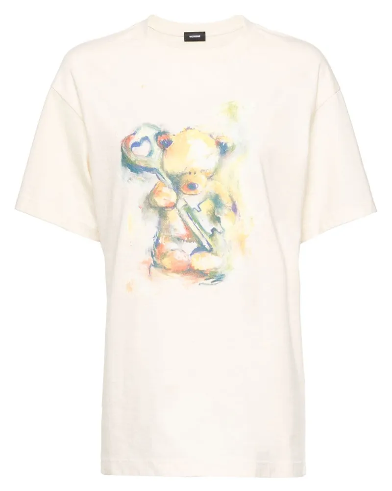 WE 11 DONE T-Shirt mit Teddy-Print - Nude Nude