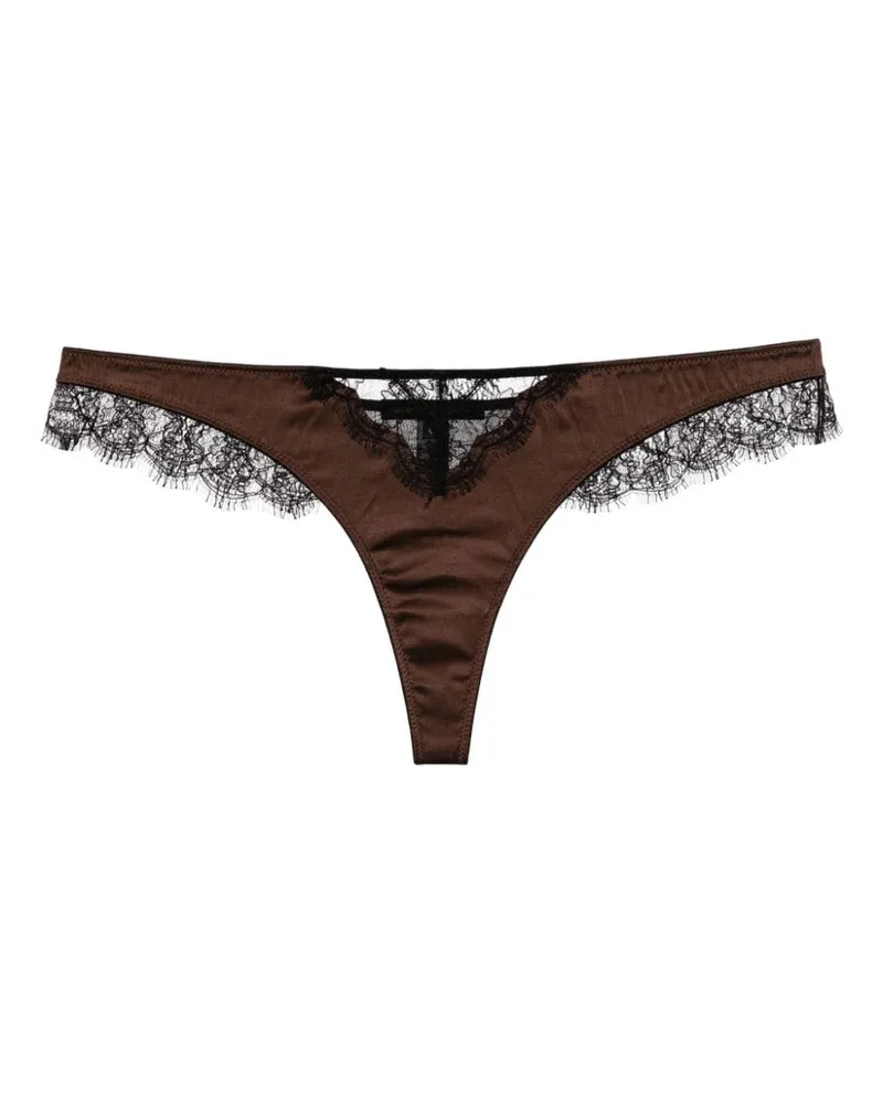 Kiki De Montparnasse Tanga mit Spitzeneinsatz - Schwarz Schwarz