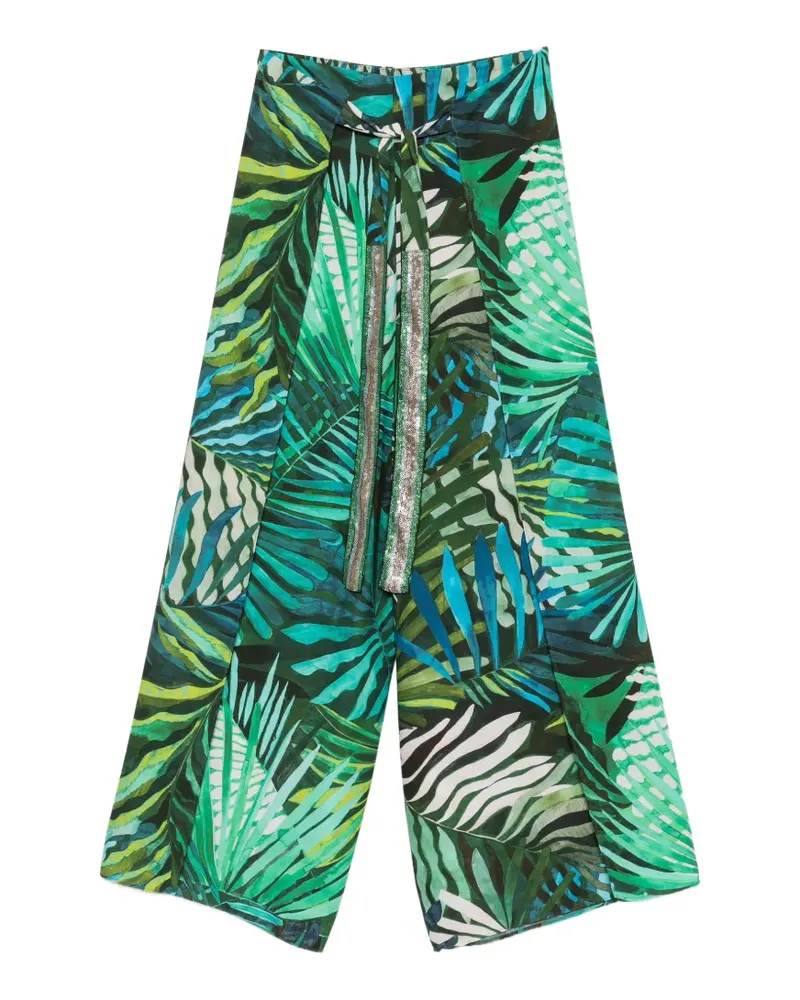 Hanita tropical-print trousers - Grün Grün