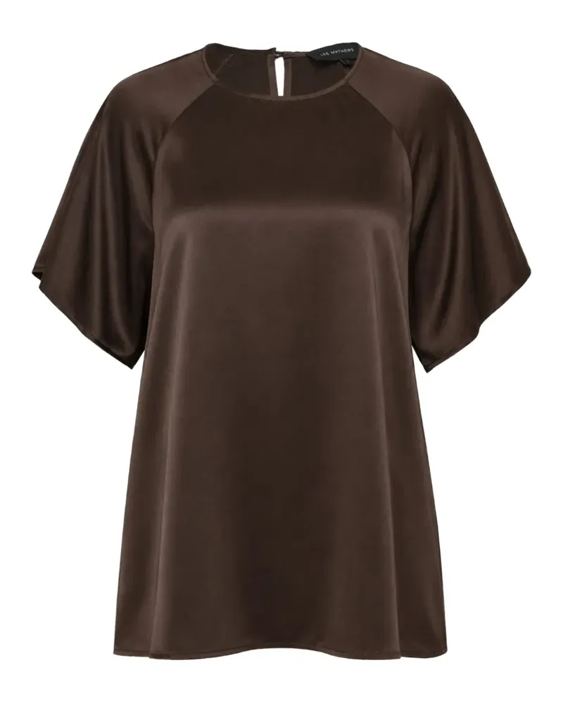Lee Mathews Stella satin-finish raglan-sleeve top - Braun Braun
