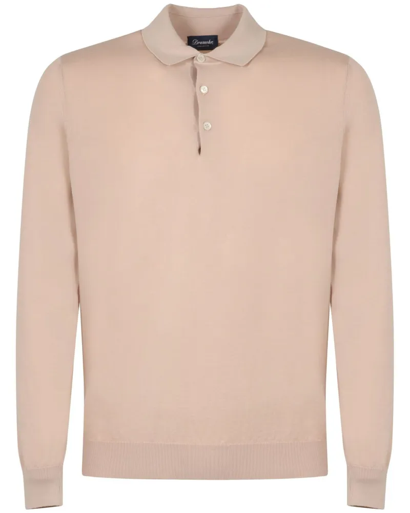 Drumohr  Fein gestricktes Poloshirt - Nude Nude