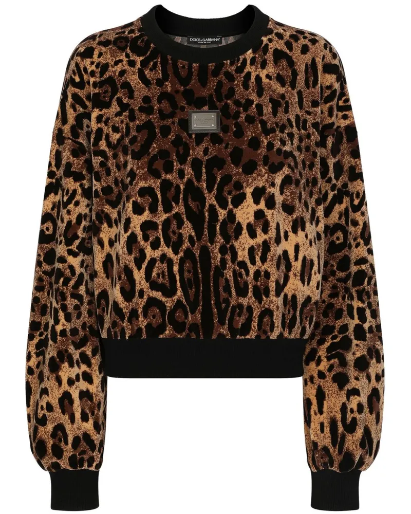 Dolce & Gabbana Chenille-Pullover aus Leoparden-Jacquard - Braun Braun
