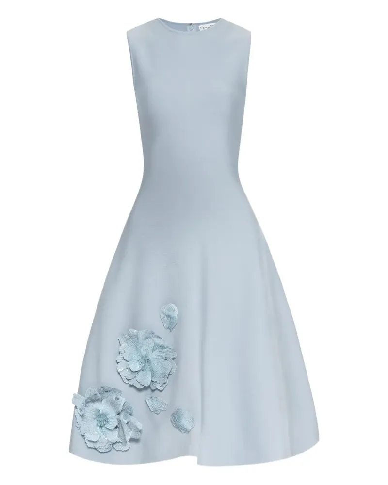 Oscar de la Renta Minikleid mit Blumenapplikation - Blau Blau