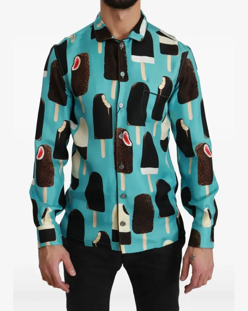 Dolce & Gabbana Hemd mit Eiscreme-Print - Blau Blau