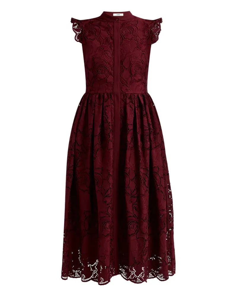 Erdem Gerüschtes Midikleid aus Spitze - Rot Rot