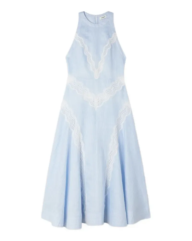 Sandro Gestreiftes Maxikleid aus Spitze - Blau Blau