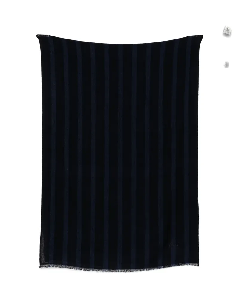 Brioni vertical-stripe frayed scarf - Blau Blau