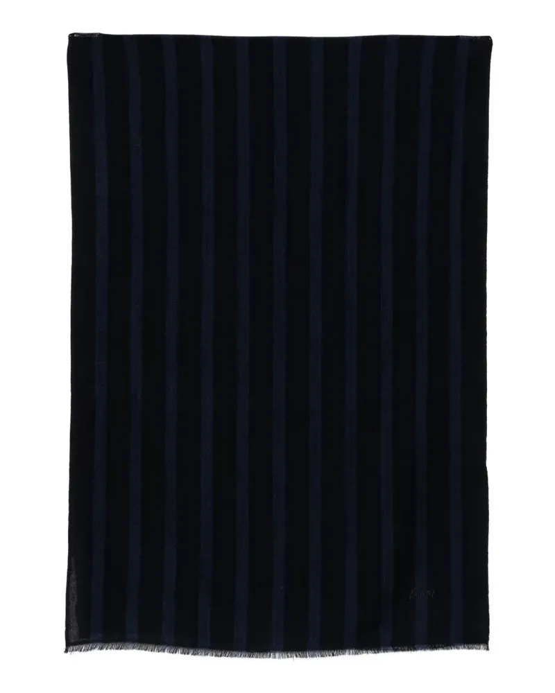Brioni vertical-stripe frayed scarf - Blau Blau