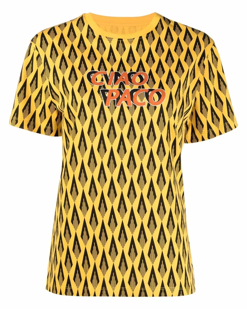 Paco Rabanne T-Shirt mit "Ciao Paco"-Print - Gelb Gelb